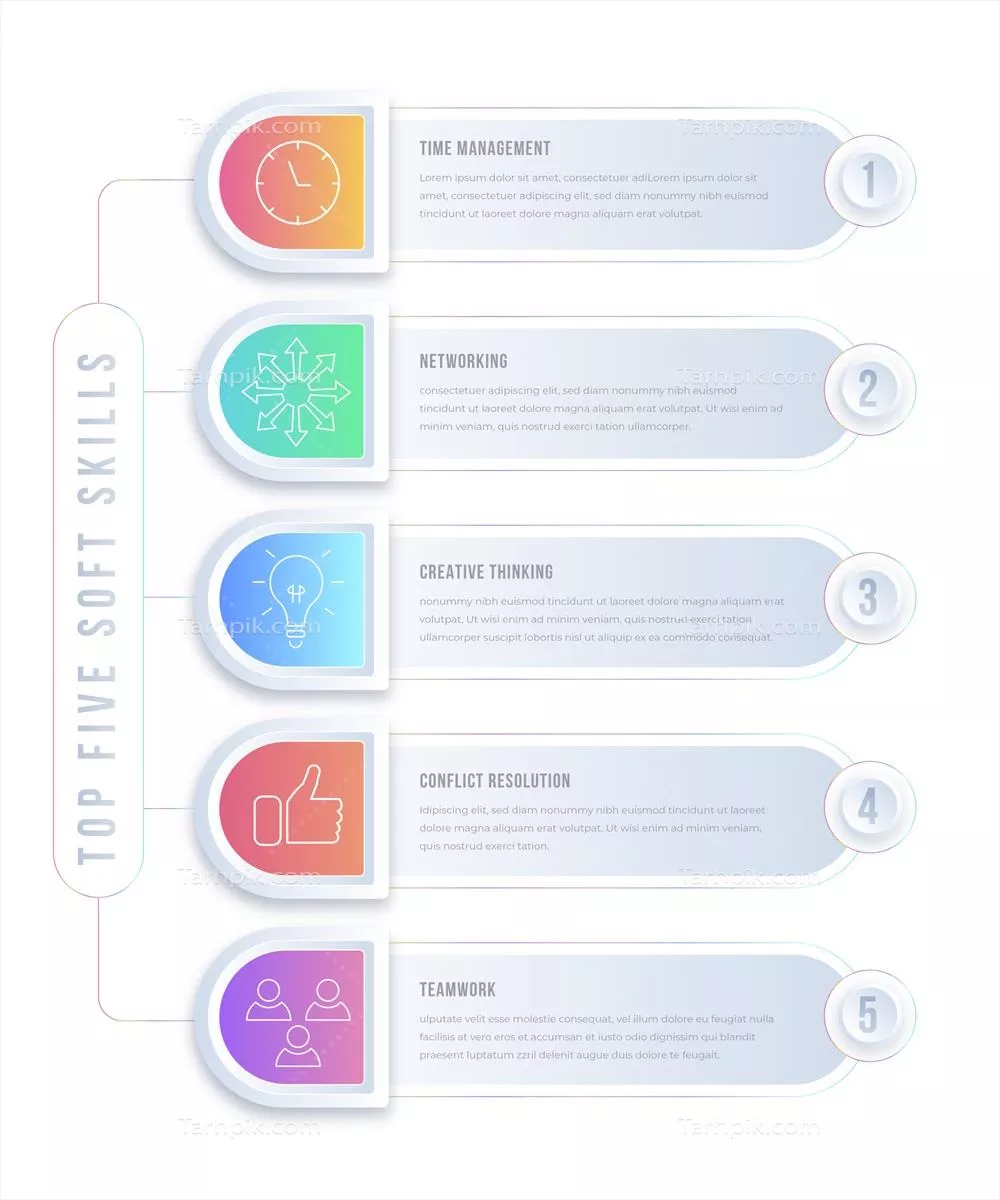 اینفوگرافیک وکتور مهارتهای نرم با گرادیانت زیبا و جذاب