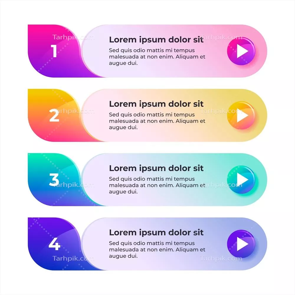وکتور اینفографیک بردار حاوی محتویات جدول گرادیان با طراحی جذاب