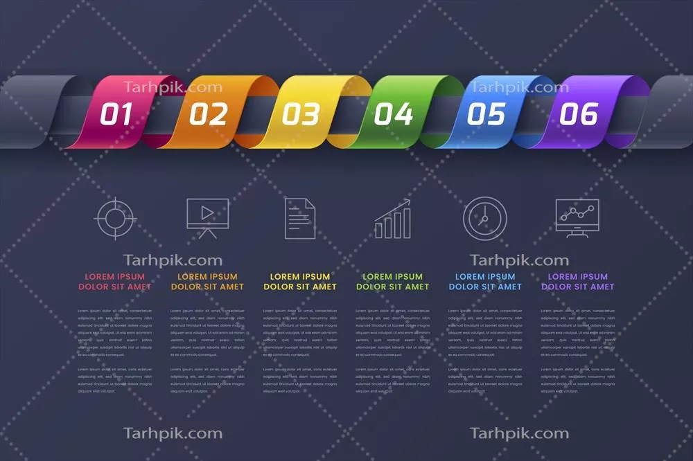 الگوی اینفوگرافیک جدول زمانی گرادیانی وکتور برای طراحی گرافیکی