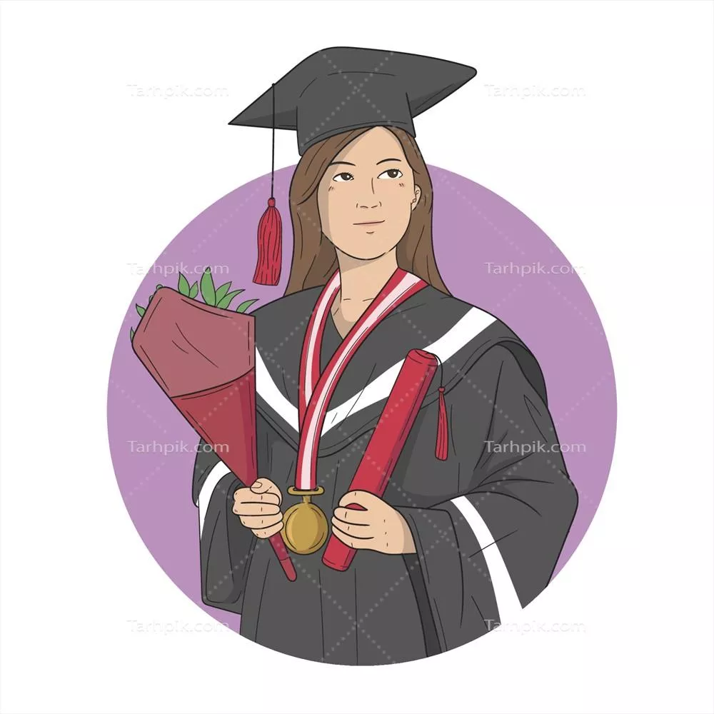 تصویر وکتوری از یک دختر دانشجوی فارغالتحصیل با دستاوردهای تحصیلی
