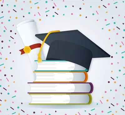 وکتور پسزمینه فارغالتحصیلی با کنفیتی - طراحی و گرافیک جشن