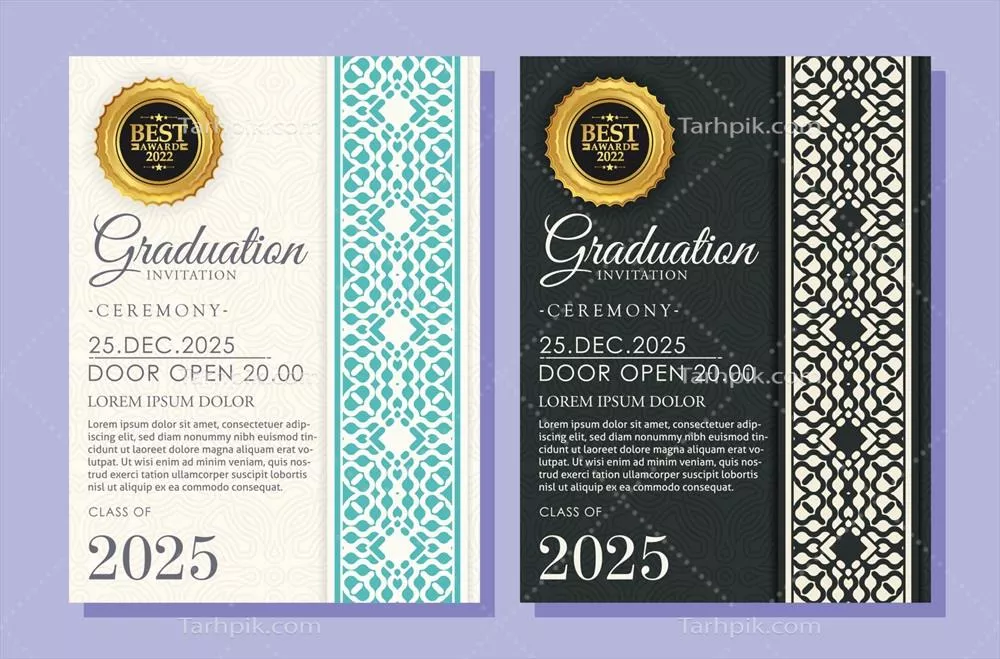 وکتور دعوتنامه فارغالتحصیلی با قالب زینتی و زیبا برای جشن فارغالتحصیلی