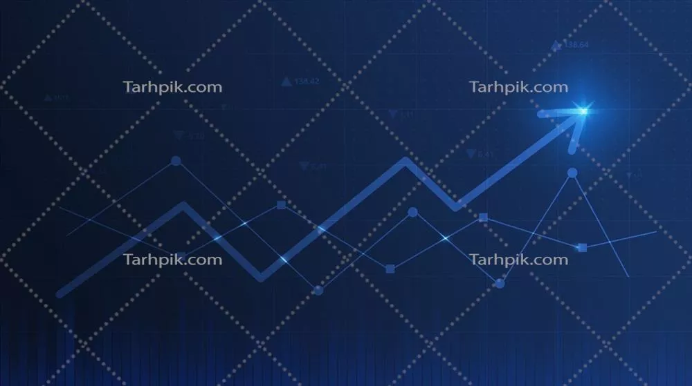 وکتور نمودار گرافیکی با فلش رو به بالا برای نمایش سرمایهگذاری در بازار بورس