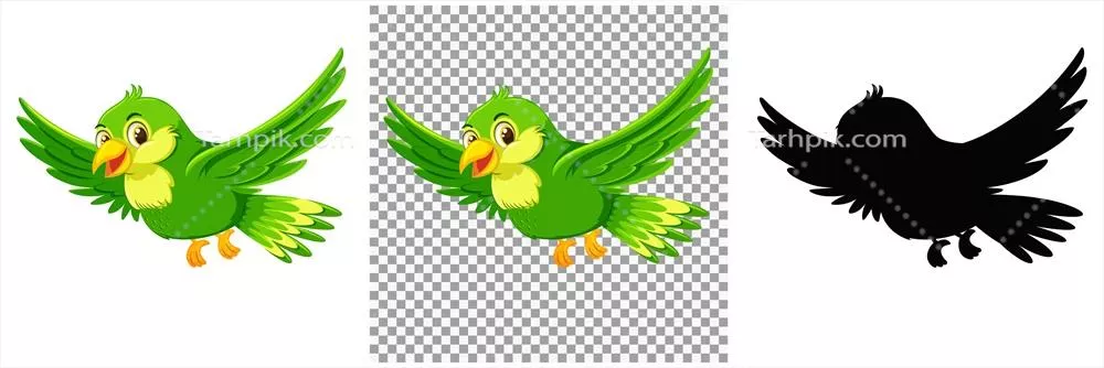 وکتور کاراکتر کارتونی پرنده سبز با طراحی زیبا و جذاب