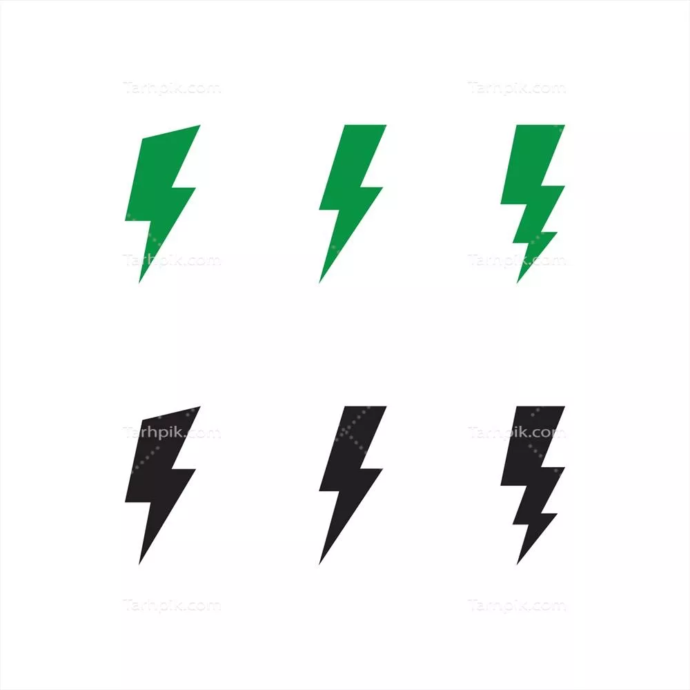 وکتور آیکون، لوگو و نماد گرافیکی نمایانگر صاعقه سبز و الکتریکی