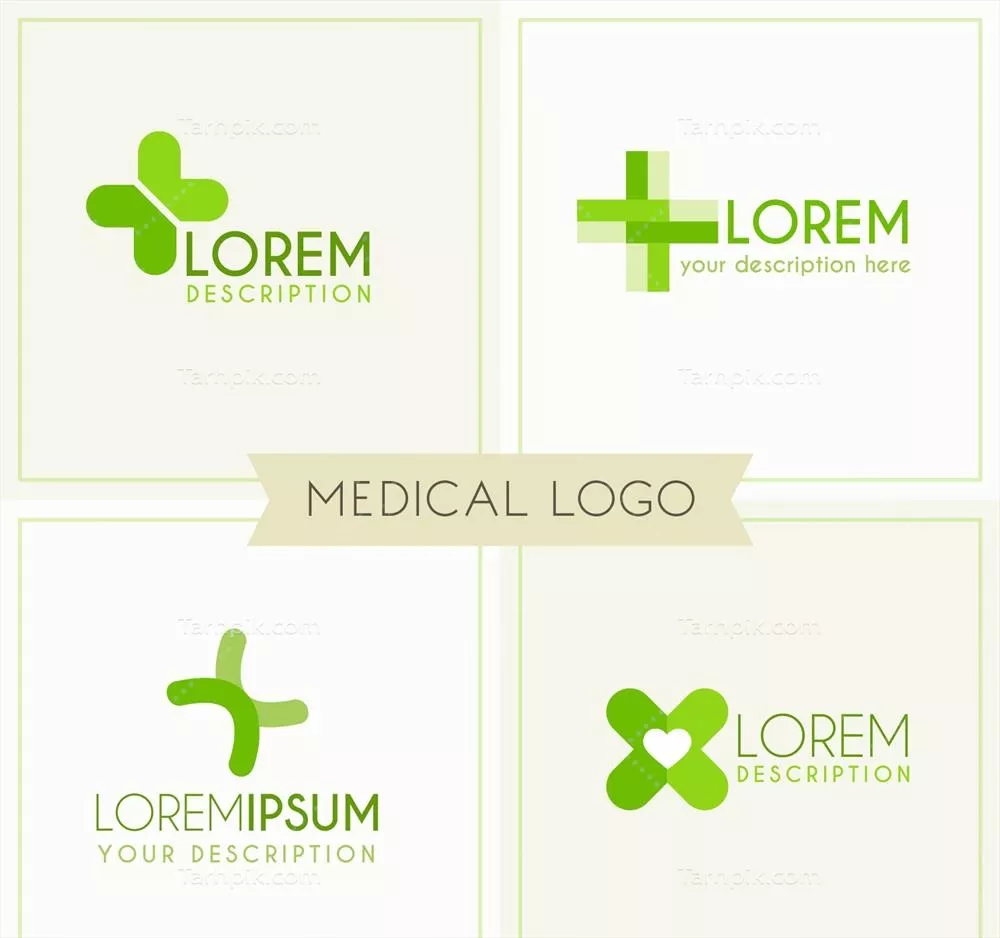 شابلون های لوگوی پزشکی به رنگ سبز به همراه طرح های وکتور