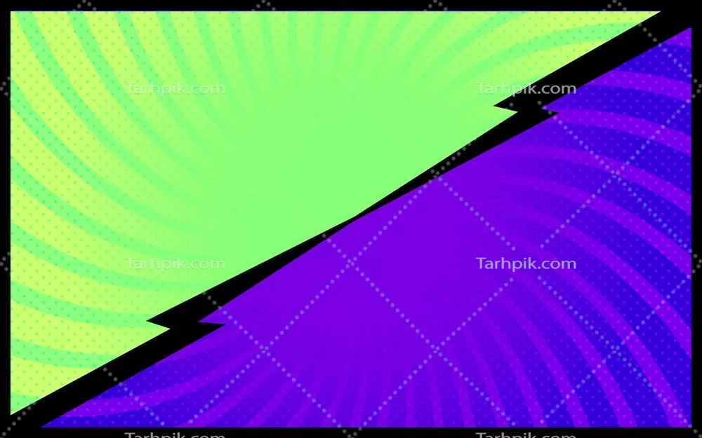 پسزمینه کامیکی سبز و بنفش با طراحی رترو و وکتوری
