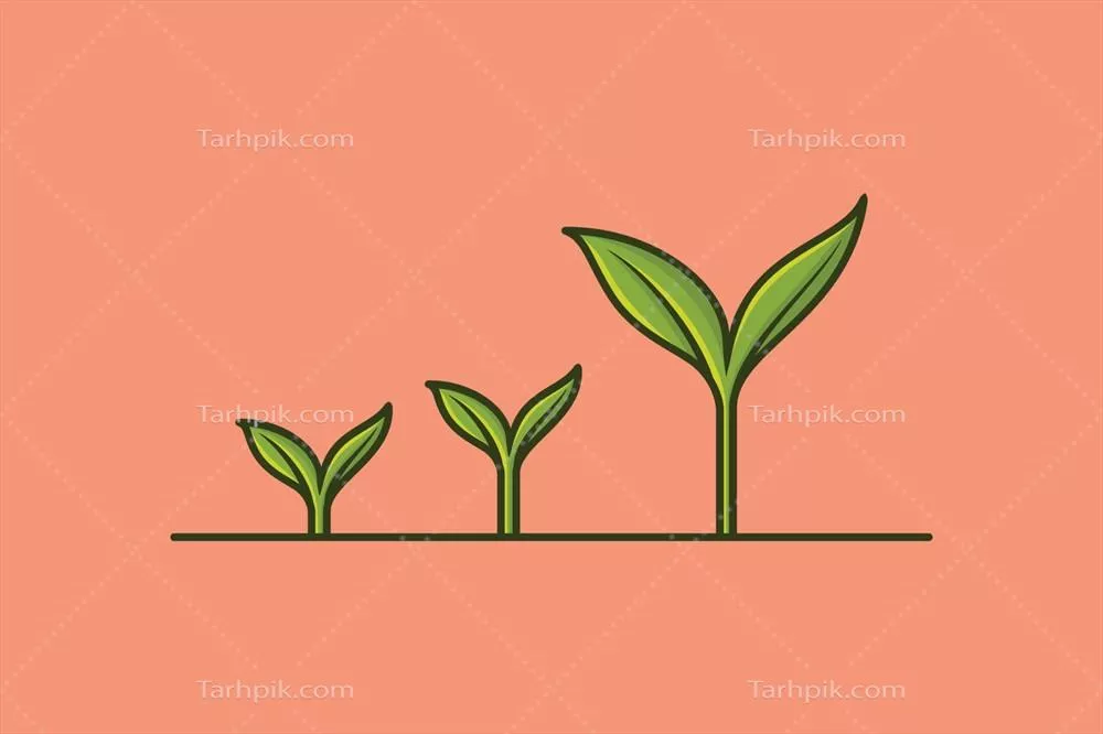 تصویر وکتور از رشد درخت سبز و مفهوم اکولوژیکی طبیعت