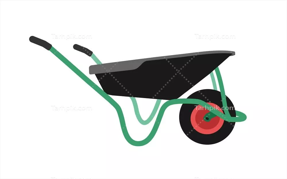وکتور چرخ دستی سبز برای باغبانی و ساخت و ساز - ابزارهای کاربردی در فضای باز