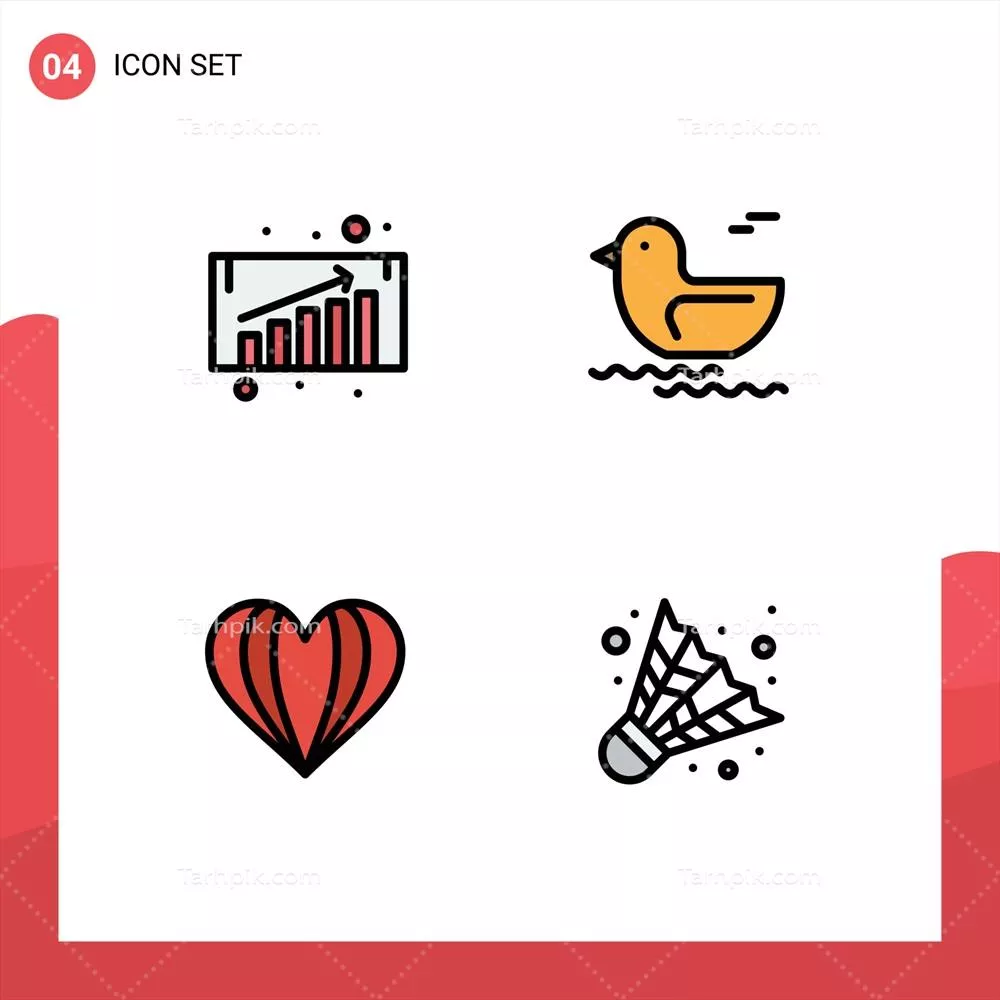 وکتور مجموعه چهار تایی مدرن با رنگ های پر شده برای کسب و کار