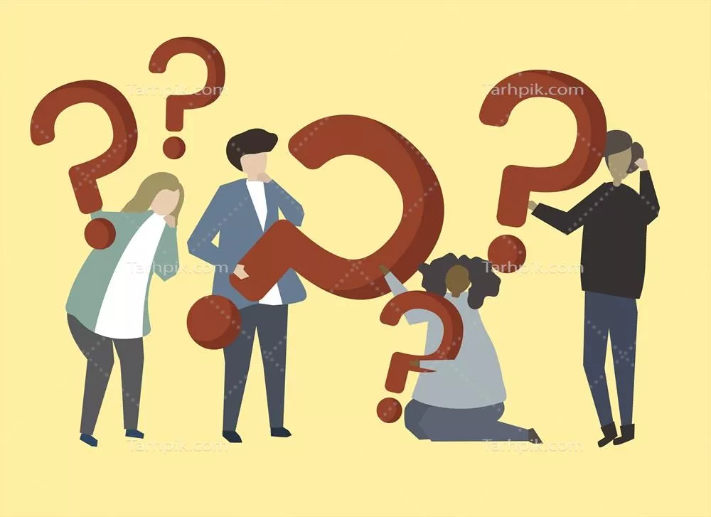 وکتور تصویری از گروهی از افراد که علامت سوال را در دست دارند