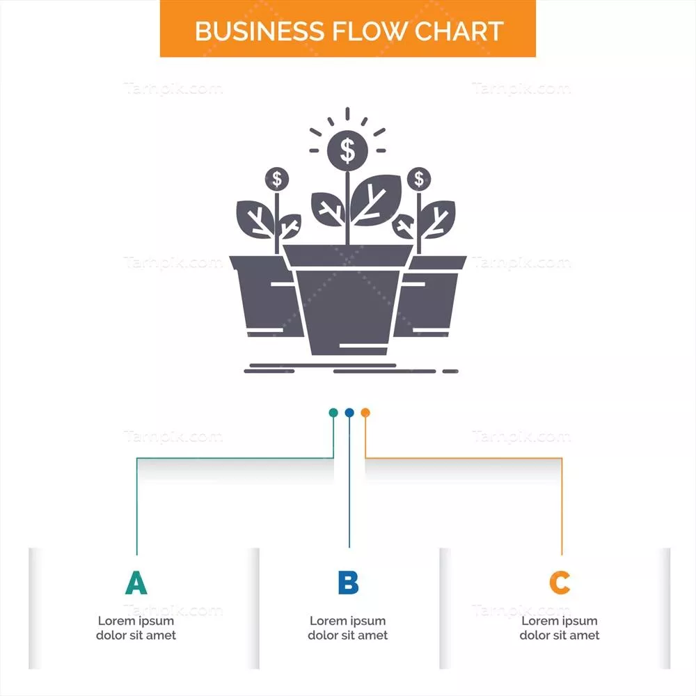 وکتور نقشه طراحی چگونگی رشد و توسعه درخت پولی و گیاه درآمدزا