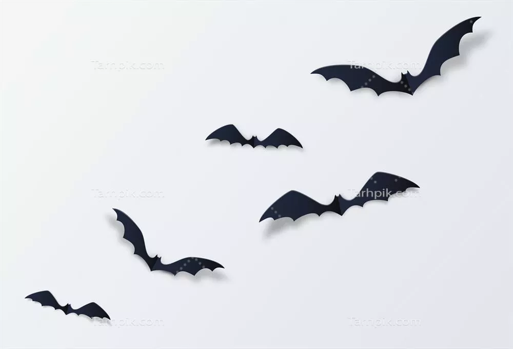 تزئینات هالووین با خفاش کاغذی بریده شده به سبک وکتور