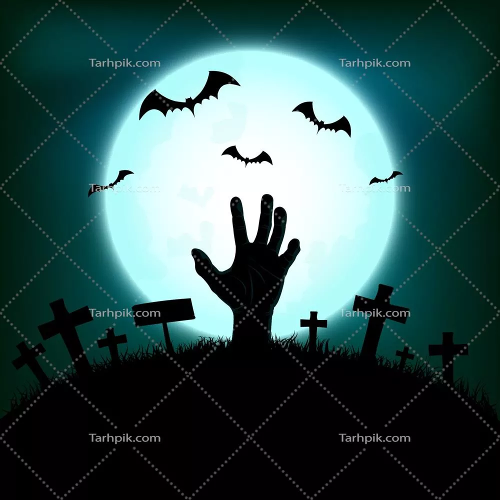 وکتور مفهوم هالووین با دست زامبی که از خاک بیرون آمده است