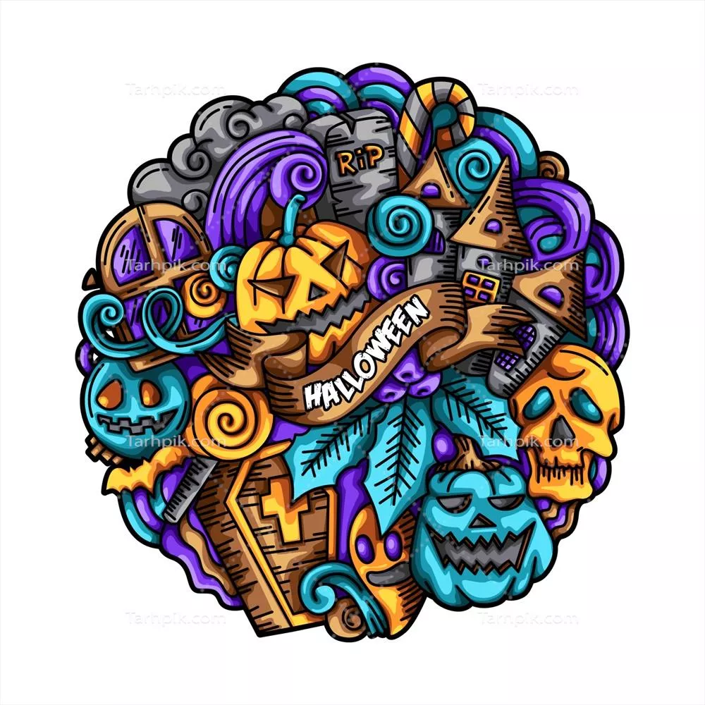 طراحی و illustration هنر وکتور برای دکوراسیون هالووین با ددوها