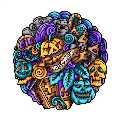 طراحی و illustration هنر وکتور برای دکوراسیون هالووین با ددوها