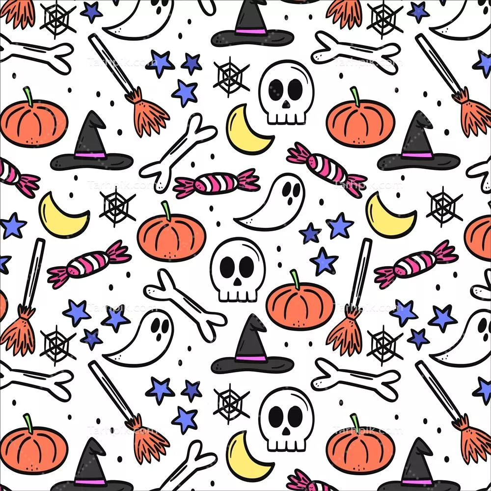 وکتور پس زمینه الگو یکدست هالووین با طراحیهای جالب و ترسناک