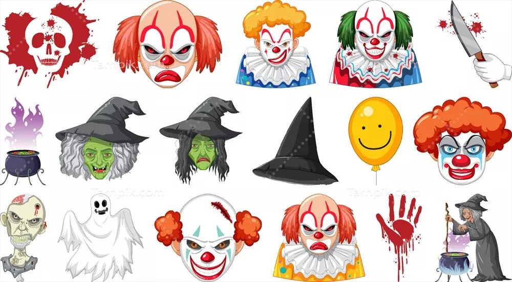 وکتور ست هالووین با موجودات ترسناک و هیجان انگیز برای جشنهای وحشتناک