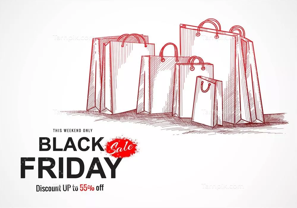 وکتور طراحی دستی تصویرکش Black Friday برای فروش و تخفیف به شیوه هنری