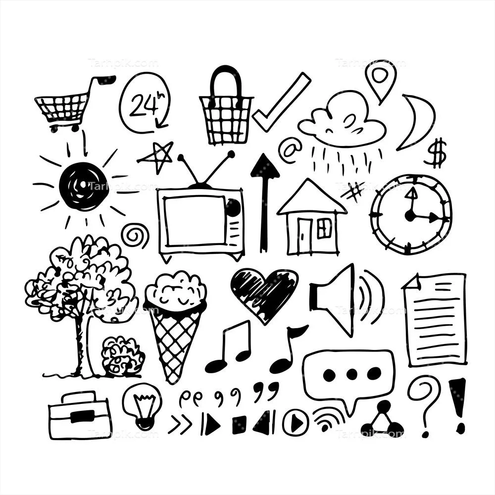 وکتور آیکون‌های دوتایی دست‌کشیده برای تجارت و کسب‌وکار