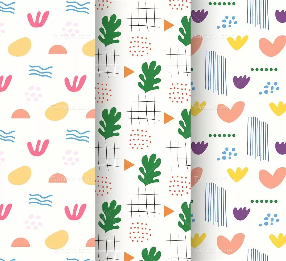 بسته الگوهای انتزاعی دست‌کشیده شده وکتور برای طراحی گرافیکی