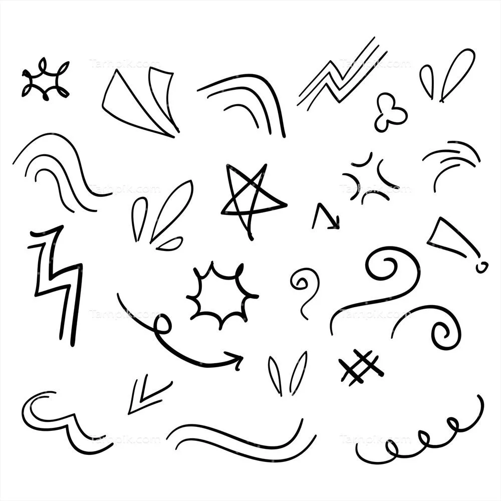 وکتور مجموعه عناصر انتزاعی دستی کشیده شده با طراحی منحصربهفرد و خلاقانه