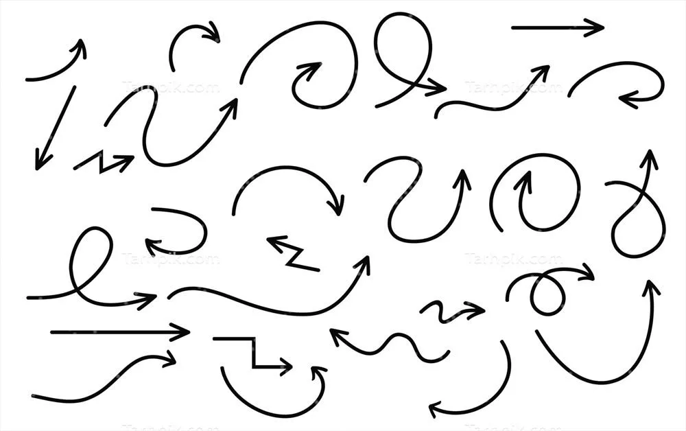 مجموعه طراحی وکتور جهتهای دستکشیده به همراه تنوع بالا