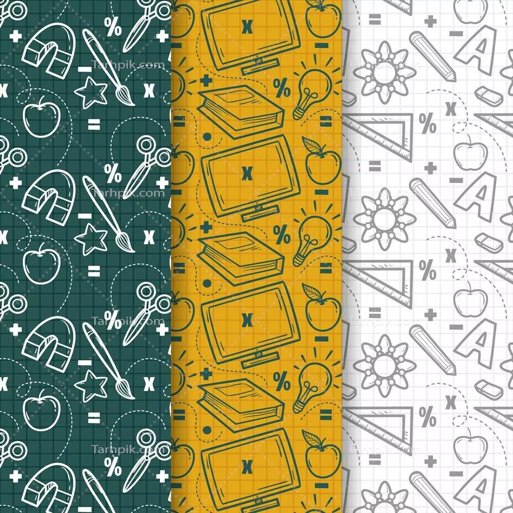 مجموعه الگوهای دستکشیده با موضوع بازگشایی مدرسه - طرحهای وکتور