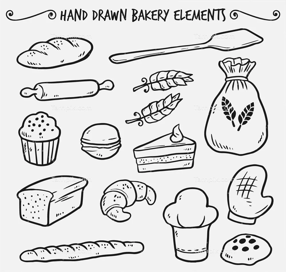 عناصر وکتوری نانواخانه دستکشیده برای طراحیهای خلاقانه و منحصر به فرد