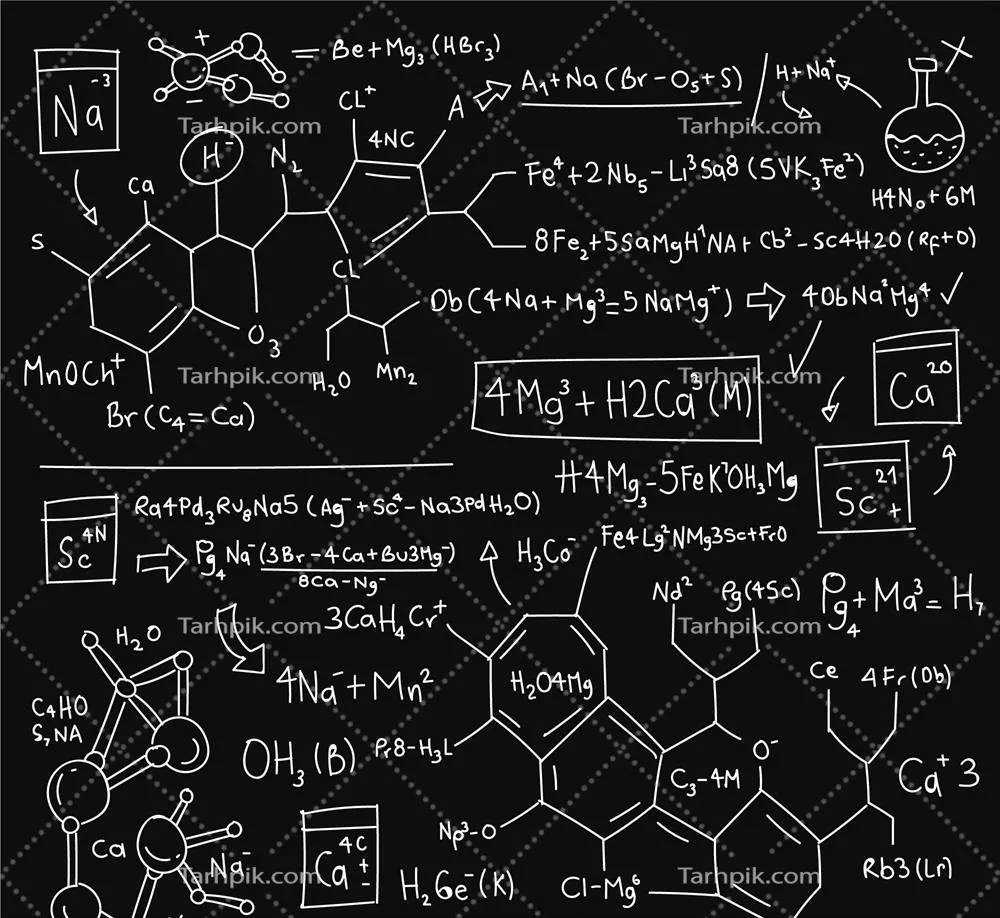 بکگراند شیمی دستی به سبک وکتور با تخته سیاه و طراحی خلاقانه