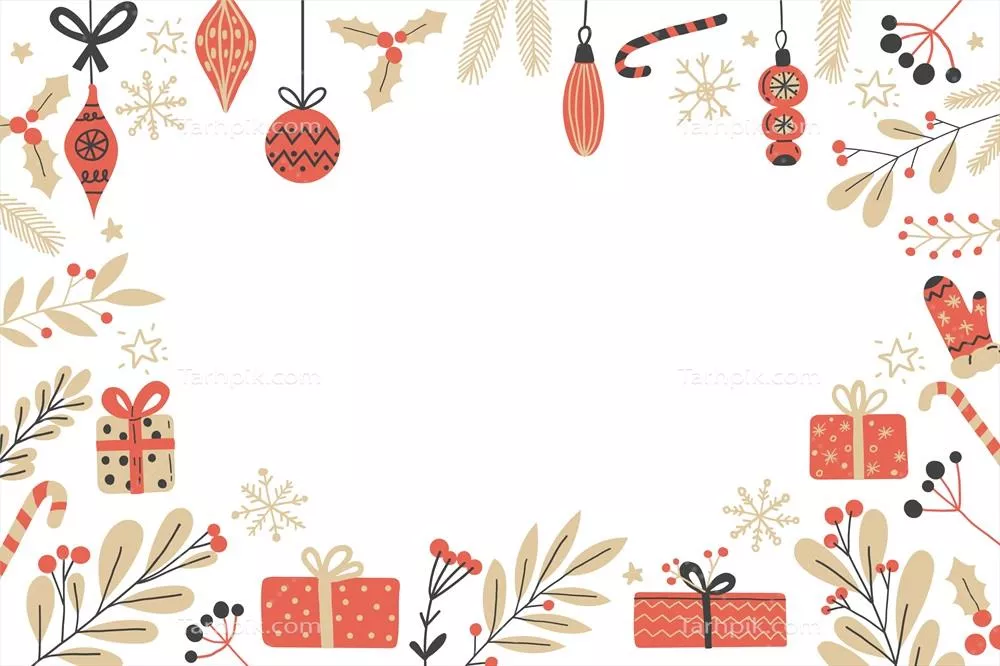 پسزمینه روز کریسمس با هدایا طراحی شده با دست و وکتور