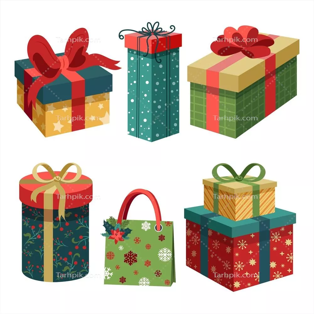 مجموعه هدیههای کریسمس با طراحی دستی و وکتور منحصر به فرد