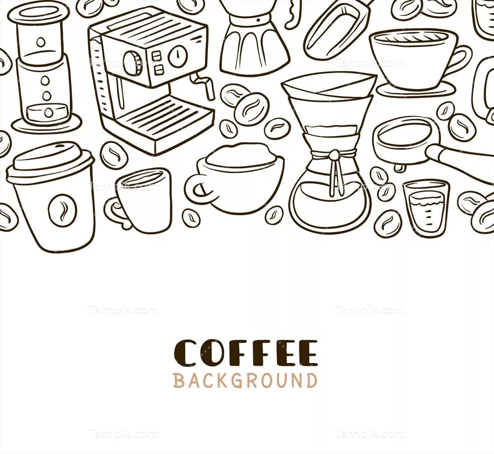 طرح پسزمینه وکتوری نوشیدنی قهوه با طراحی دستی خلاقانه
