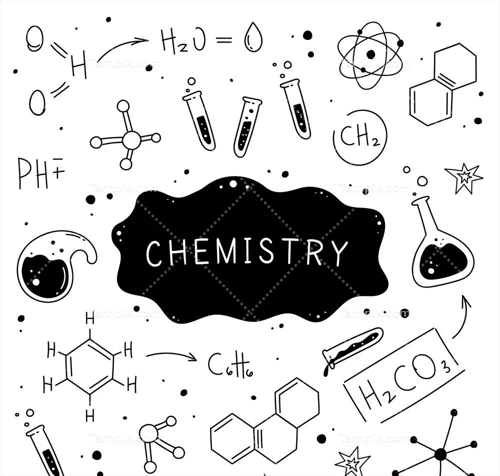 پس‌زمینه شیمیایی وکتور با طراحی دستی و بی‌رنگ