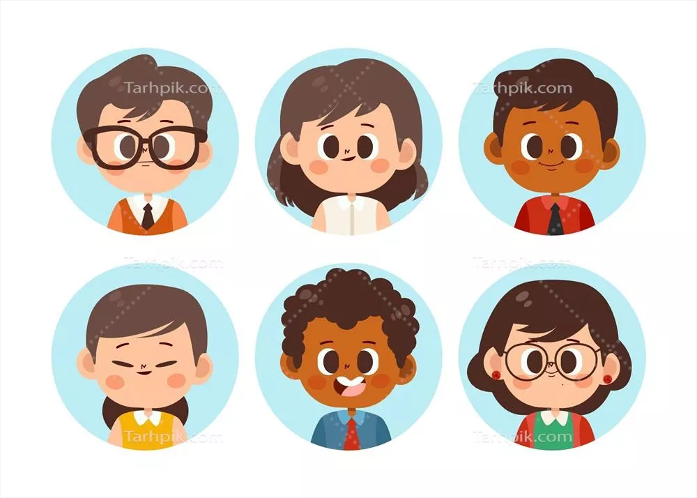 بسته آیکون های پروفایل فلت دستکشیده و وکتور با طراحی منحصربهفرد