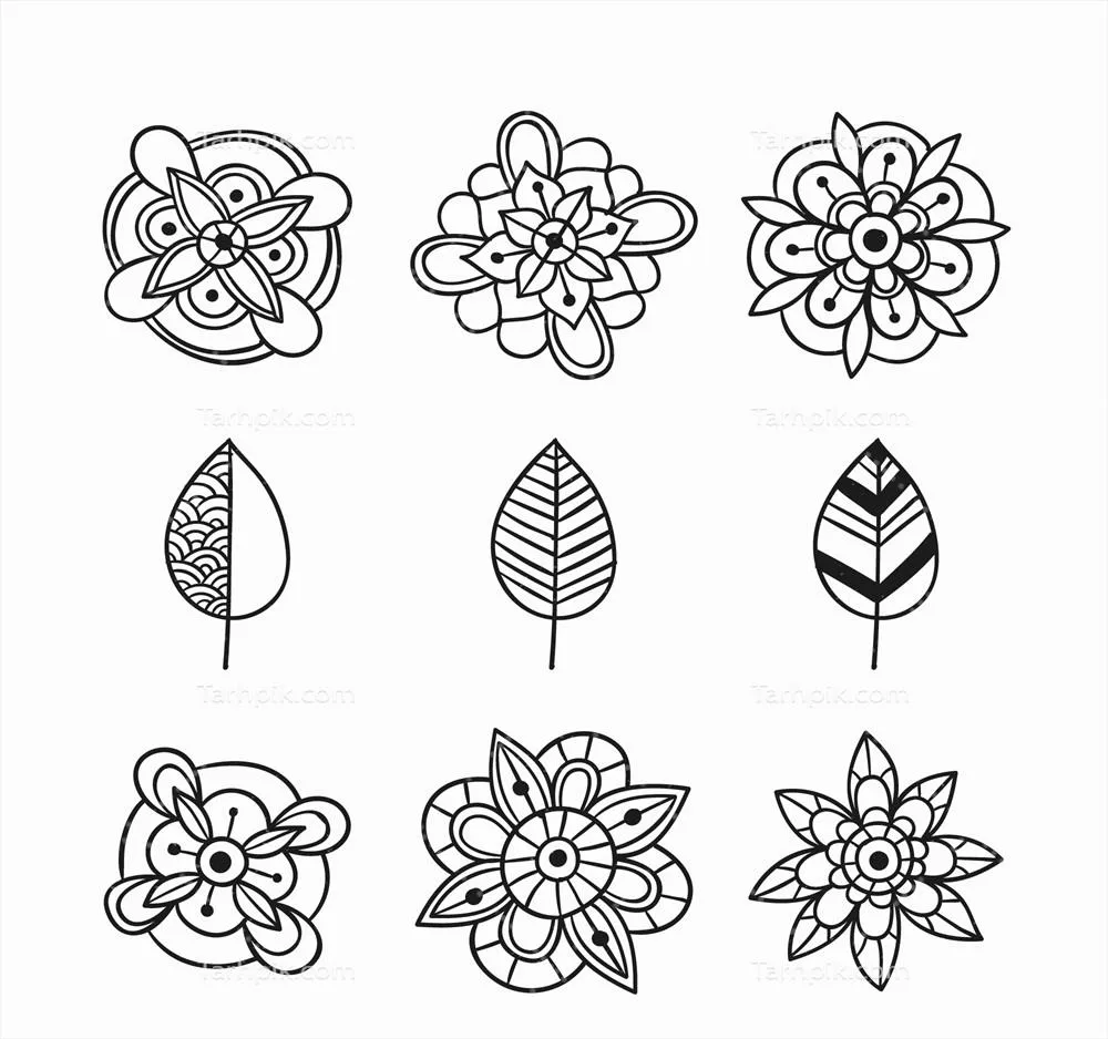 وکتور مجموعه عناصر تزئینی گلدار دستی برای طراحی و گرافیک