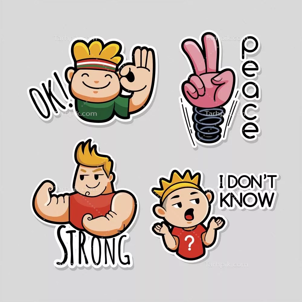 مجموعه استیکرهای وکتور دست‌کشیده و بامزه برای استفاده در طراحی