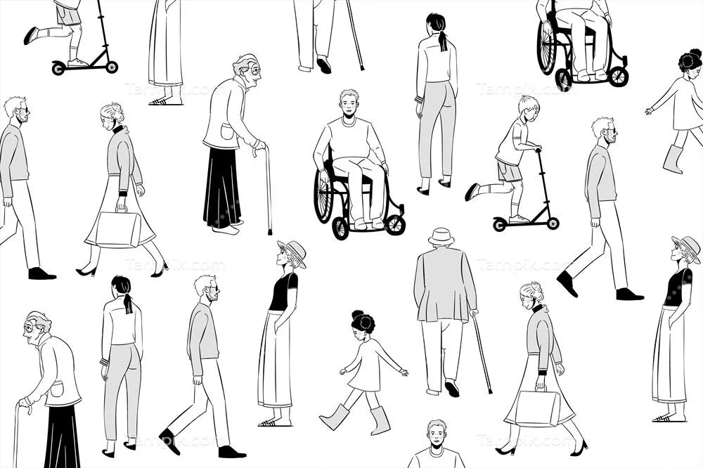 ترکیب وکتور زمینه با طراحی دستی افراد گروهی