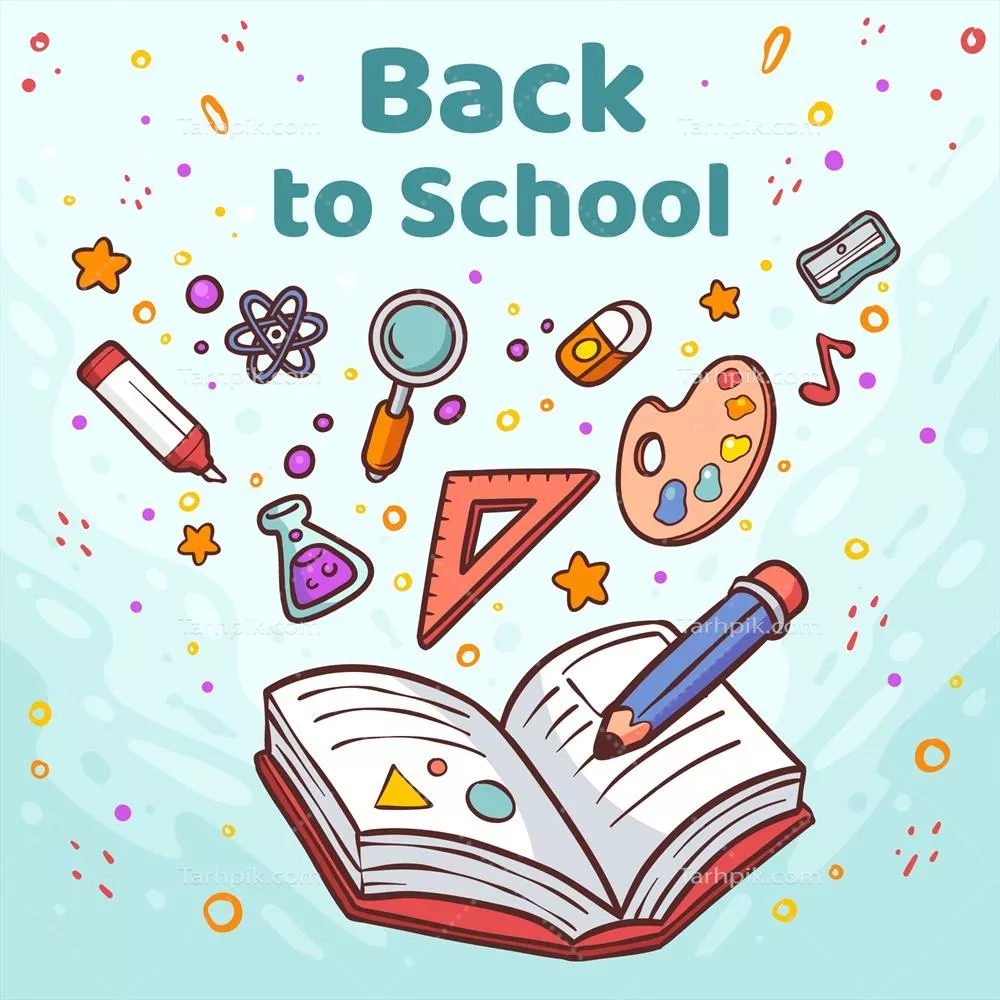 وکتور تصویر دستی از رویداد برگشت به مدرسه با طراحی برداری
