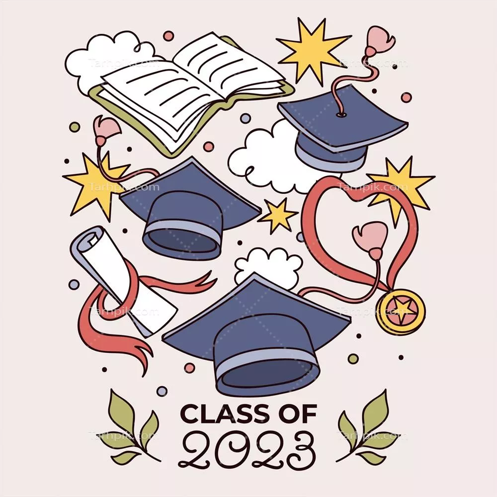 تصویر دستی فارغ التحصیلی کلاس 2023 به صورت وکتور