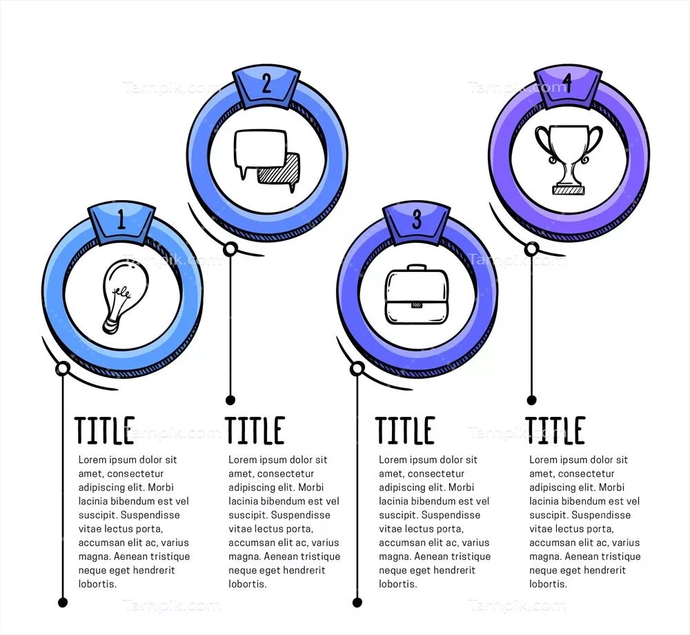 اینفوگرافیک دستکشیده با مراحل و طراحی وکتور خلاقانه و جذاب