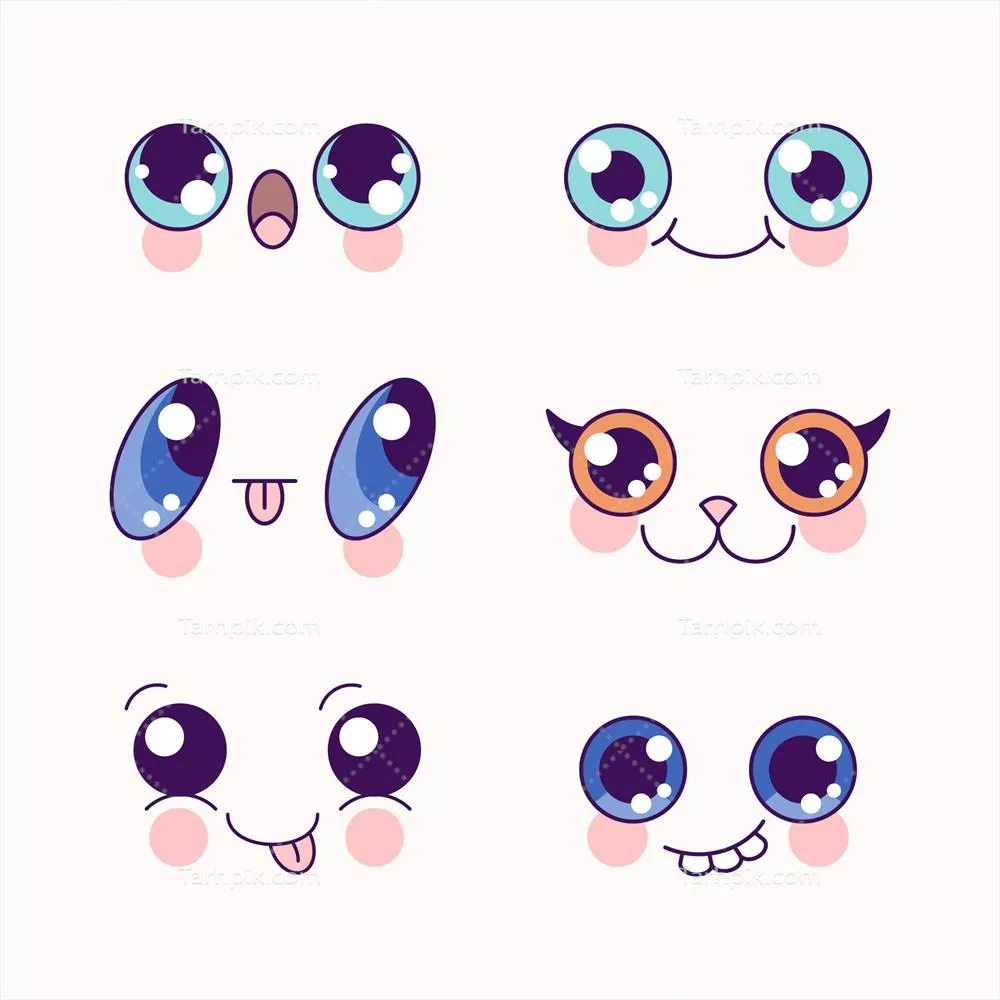 تصویر وکتوری صورت کاوایی دستکشیده با طراحی خلاقانه و بانمک