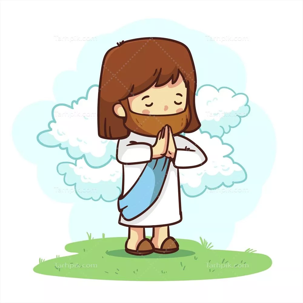 تصویر وکتور دستکشیده از عیسی به سبک کایومی با جزئیات زیبا و دلپذیر