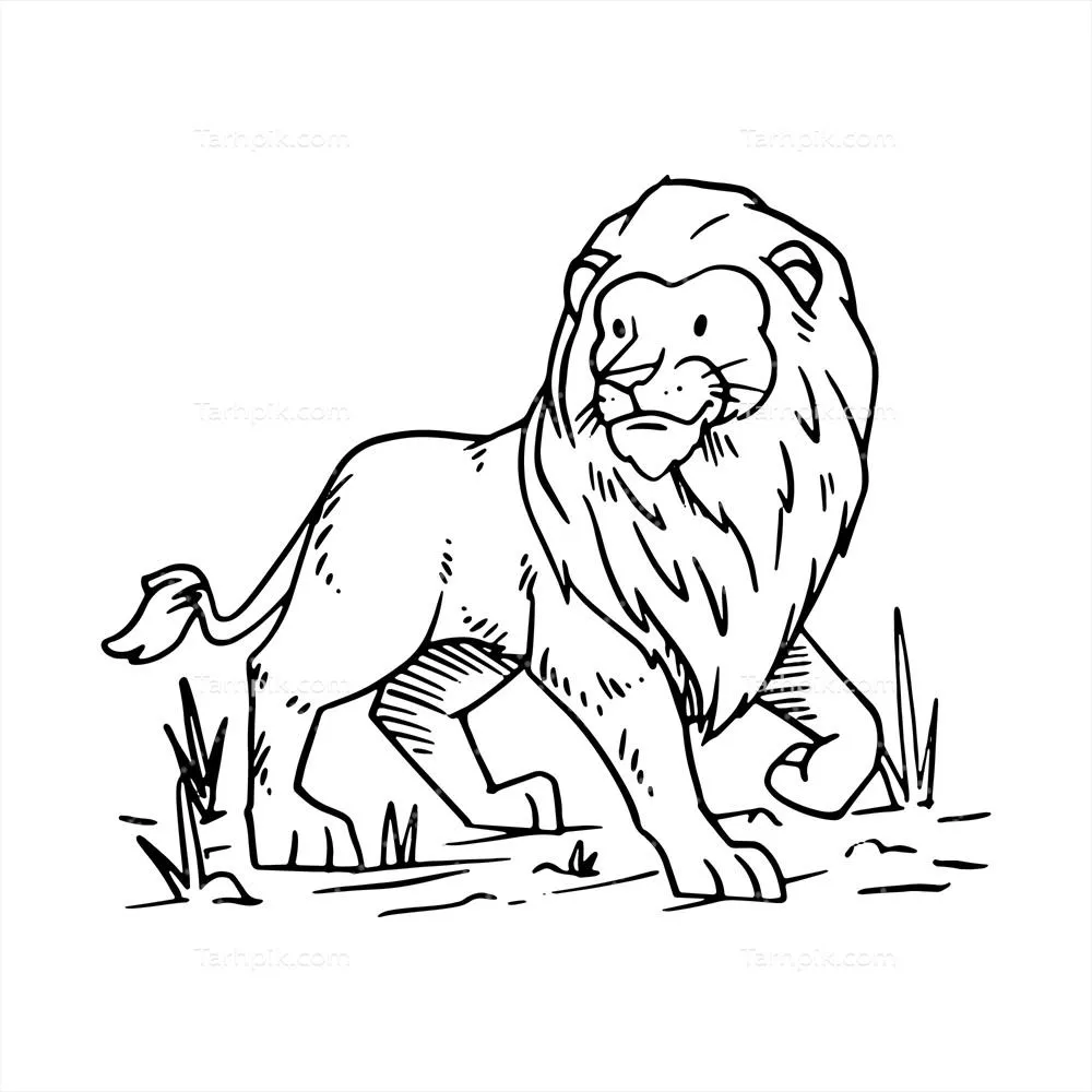 تصویر وکتوری خطی شیر با طراحی دستساز و منحصر به فرد