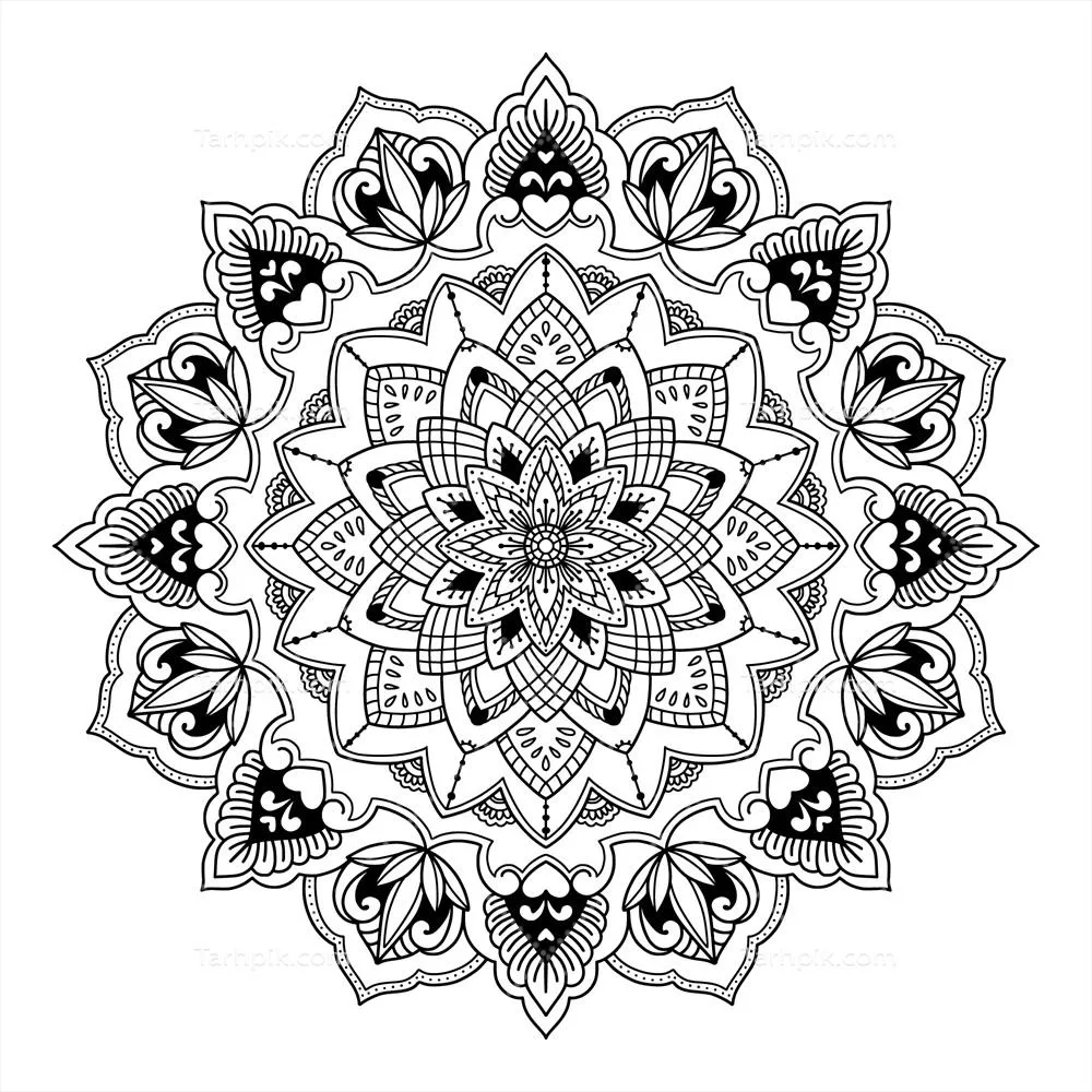 طراحی دستی الگوی ماندالا با گل لوتوس به صورت وکتور