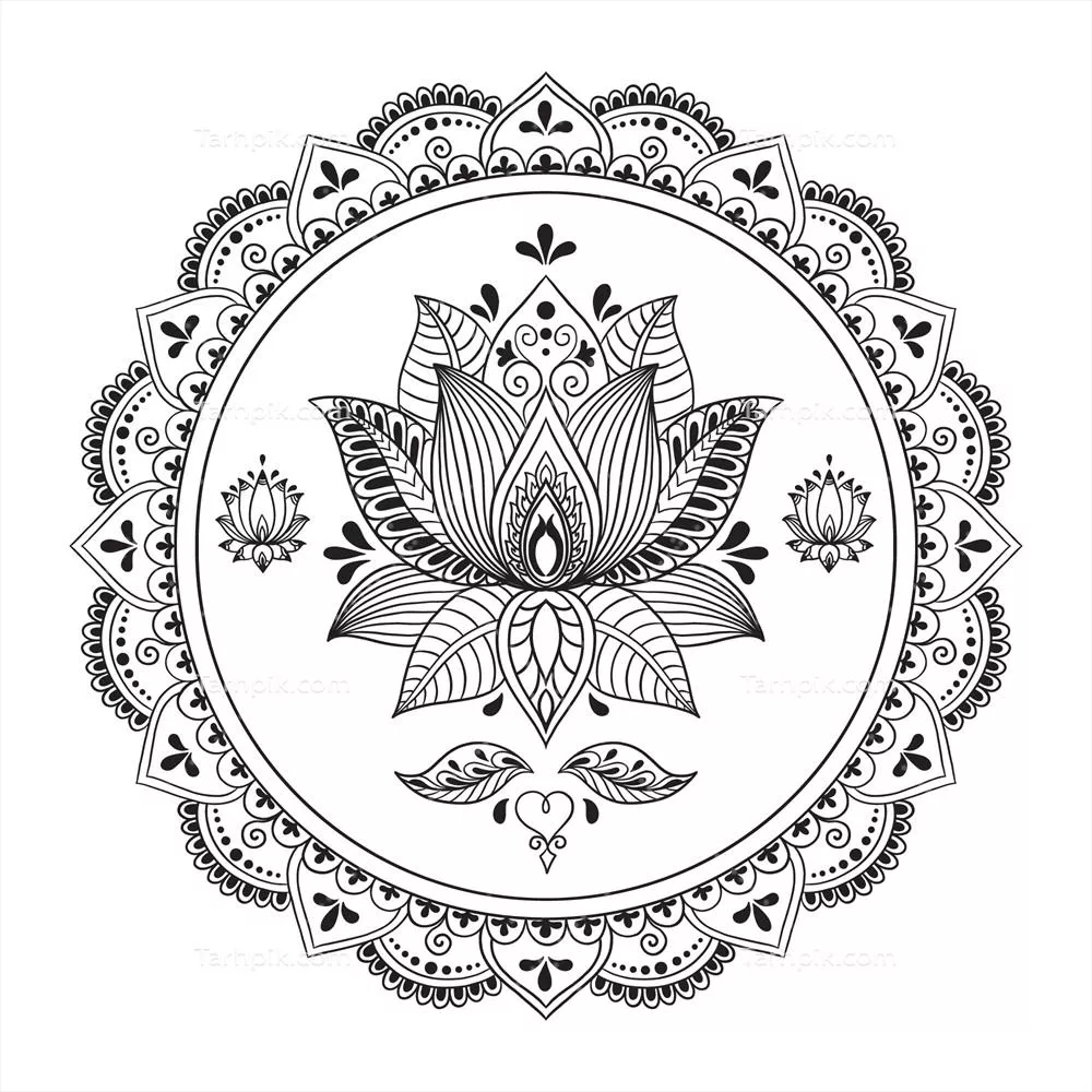 طراحی دستکشیده ماندالا با گل نیلوفری - وکتور شماره ۳