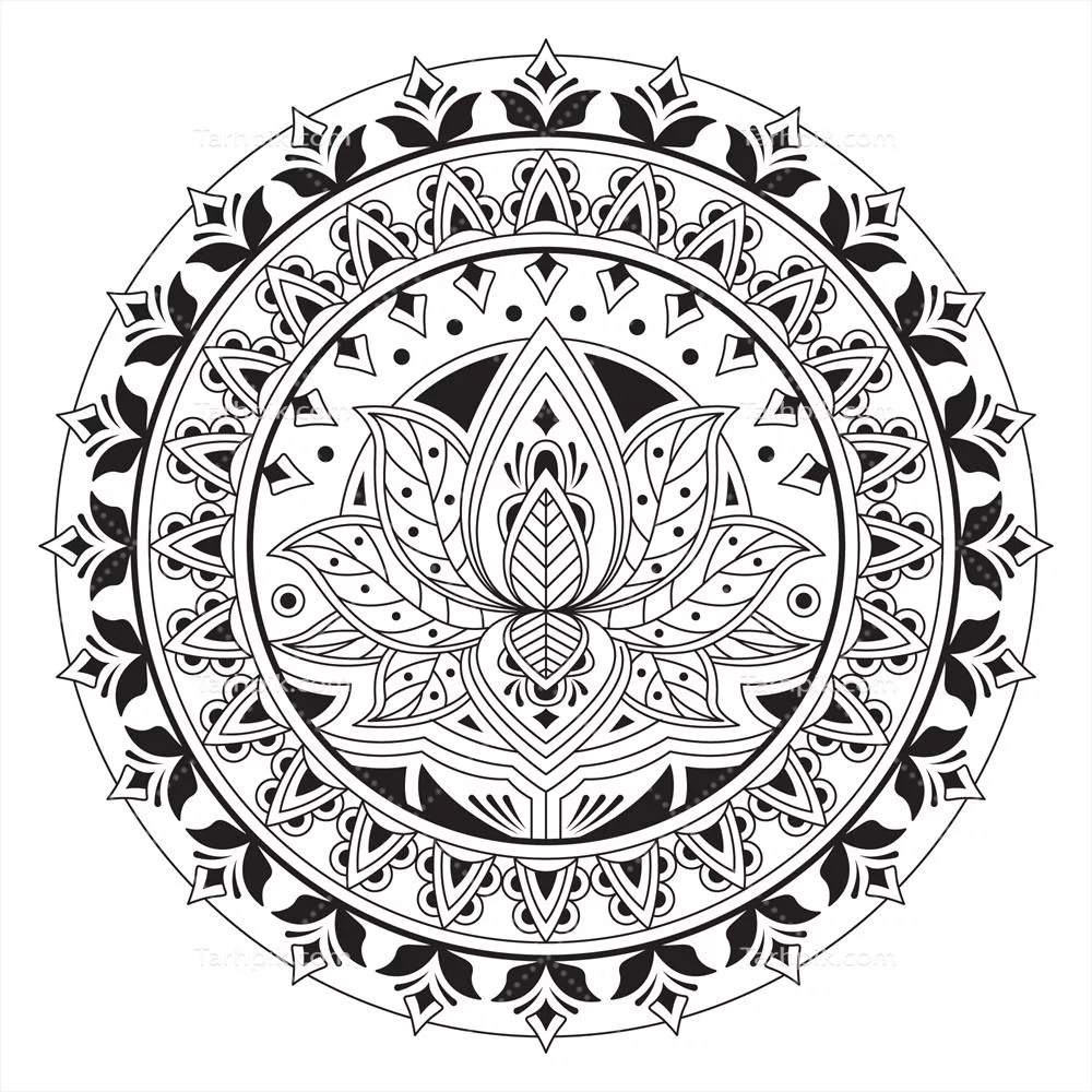 طراحی گل نیلوفر ماندالا با دست – وکتور زیبا و خلاقانه