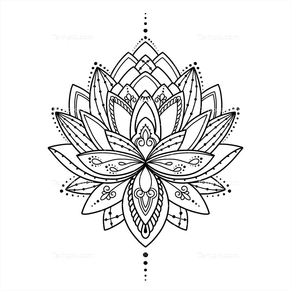 طراحی دستکشیدهی ماندالا با گل لوتوس: هنر و زیبایی در وکتور