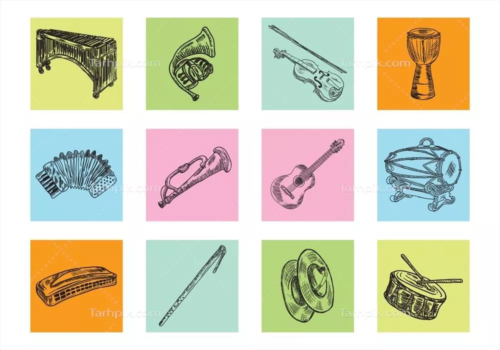 وکتور سازهای دستکشیده: زیبایی و هنر در طراحی سازهای موسیقی