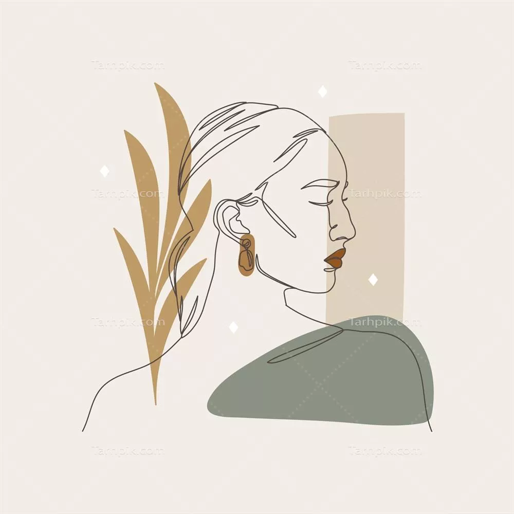 پرتره هنری با طراحی دستی و یک خط: تصویرسازی وکتوری